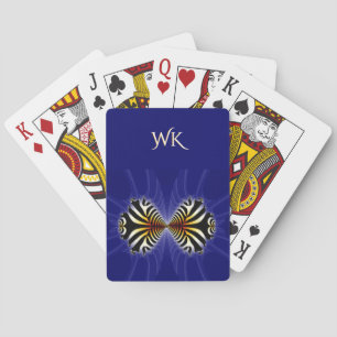 Zebra Fish Kiss Monogram Pokerkaarten