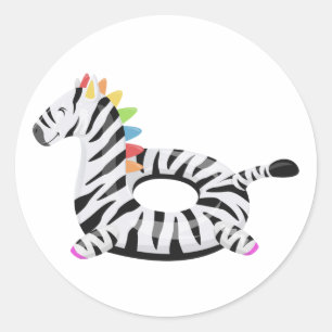Zebra Floatie Pool Birthday Party Ronde Sticker