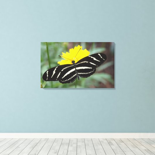 Zebra Flutterby Canvas Afdruk (Insitu (Houten vloer))