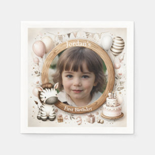 Zebra Foto Lijst voor verjaardagsfeestjes voor kin Servet