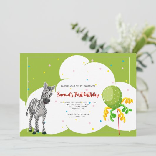 Zebra Frame Anniversaire Fête Invitation (Debout devant)