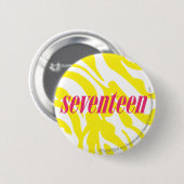 Zebra geel ronde button 5,7 cm (Voorkant /achterkant)