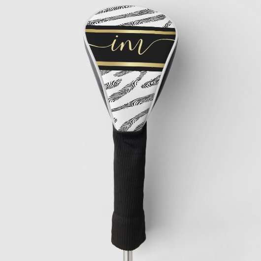 Zebra Gemonogrammeerde Waterverf Golfheadcover (Voorkant)