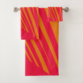 Zebra geometrische fucsia sinaasappel bad handdoek