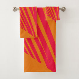 Zebra geometrische oranje fucsia bad handdoek