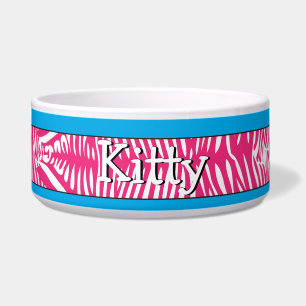 Zebra Gepersonaliseerde keukens Kat Bowl Aqua Trim Voerbakje