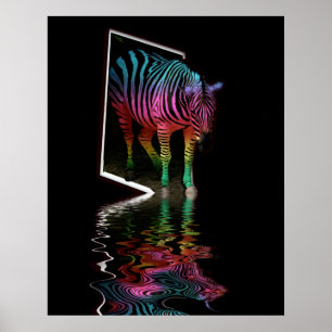Zebra geschilderde overstroming vier poster