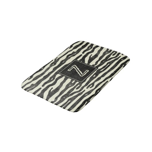 Zebra Gestreepte dierlijke print patroon monogram Badmat (Gekanteld)
