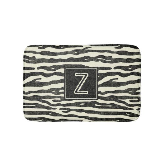 Zebra Gestreepte dierlijke print patroon monogram Badmat (Voorkant)