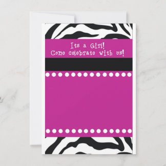Zebra Girl Baby shower Invitation Kaart