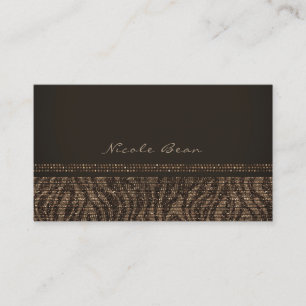 Zebra Glans Bruin Goud Glam Chic Elegant Bling Visitekaartje