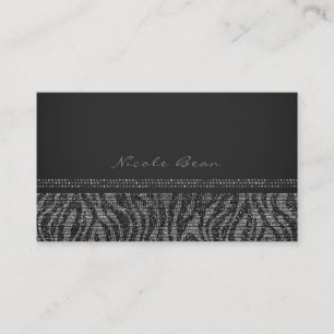 Zebra Glans Zilver Zwart Glam Chic Elegant Bling Visitekaartje