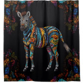 Zebra Glas in lood Mozaïek Douchegordijn (Voorkant)