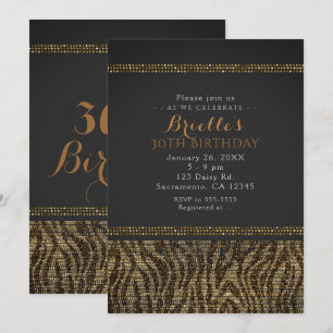 Zebra Glitter Pailletten Glam Chic Feest Uitnodigi Kaart