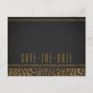 Zebra Glitters Sequins Glam Chic Bewaar de Datum Aankondigingskaart