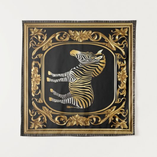 Zebra goud en zwart sierlijk lijst wandkleed (Voorkant (horizontaal))