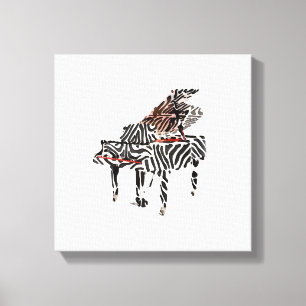 Zebra Grand Piano ~ 12x12.75 Dikke Canvas Afdruk
