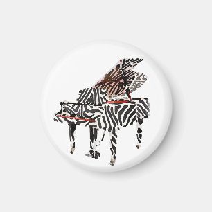 Zebra Grand Piano ~ Button Magneet