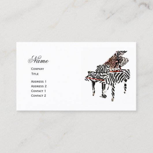 Zebra Grand Piano ~ Carte de visite (Devant)