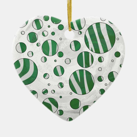 Zebra Green and White Polka Dot Keramisch Ornament (Voorkant)