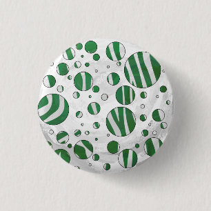 Zebra Green and White Polka Dot Ronde Button 3,2 Cm