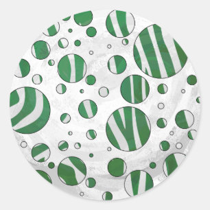 Zebra Green and White Polka Dot Ronde Sticker