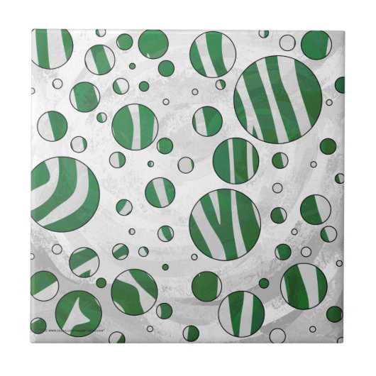 Zebra Green and White Polka Dot Tegeltje (Voorkant)