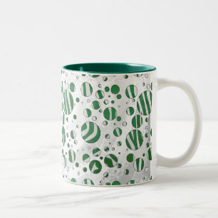 Zebra Green and White Polka Dot Tweekleurige Koffiemok