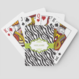 Zebra Green Ribbon Pokerkaarten