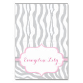 Zebra Grijs en Roze Tent Table Kaart (Voorkant)