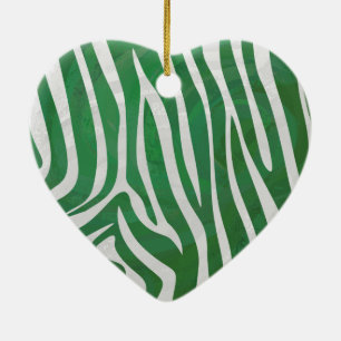 Zebra Groen en wit afdrukken Keramisch Ornament