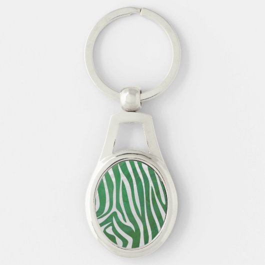 Zebra Groen en wit afdrukken Sleutelhanger (Voorkant)