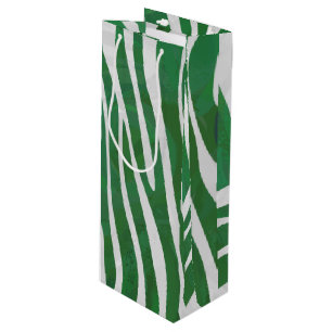 Zebra Groen en wit afdrukken Wijn Cadeautas