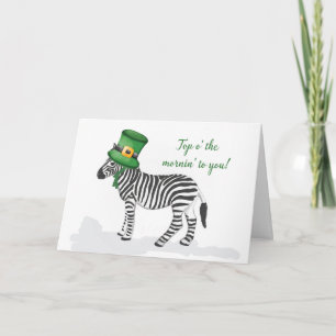 Zebra Groen Pet op St Patricks Day Kaart