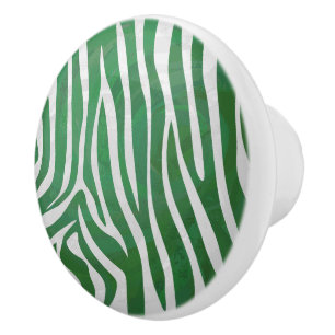 Zebra Groene en Witte Druk Keramische Knop