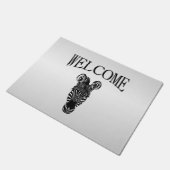 Zebra Head op Silver Welcome Deurmat (Schuin)