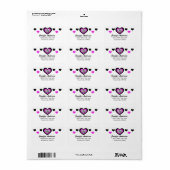 Zebra Heart : Étiquette de adresse (Feuille entière)