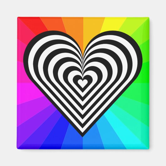 ZEBRA HEART RAINBOW PATTERN MAGNEET (Voorkant)