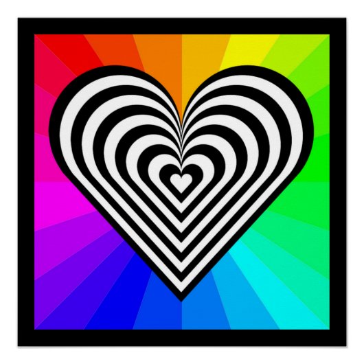 ZEBRA HEART RAINBOW PATTERN PERFECT POSTER (Voorkant)