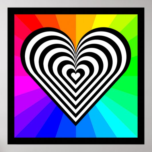 ZEBRA HEART RAINBOW PATTERN POSTER (Voorkant)