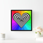ZEBRA HEART RAINBOW PATTERN VIERKANTE KLOK (Huis)