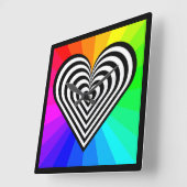 ZEBRA HEART RAINBOW PATTERN VIERKANTE KLOK (Hoek)