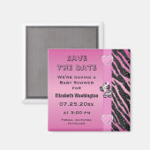 Zebra & Hearts Baby shower De datum opslaan Magneet (Voorkant / Achterkant)