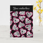 Zebra hearts Design Wenskaart Kaart (Gele Bloem)