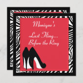 Zebra Heels Bachelorette Invitation (Devant / Derrière)