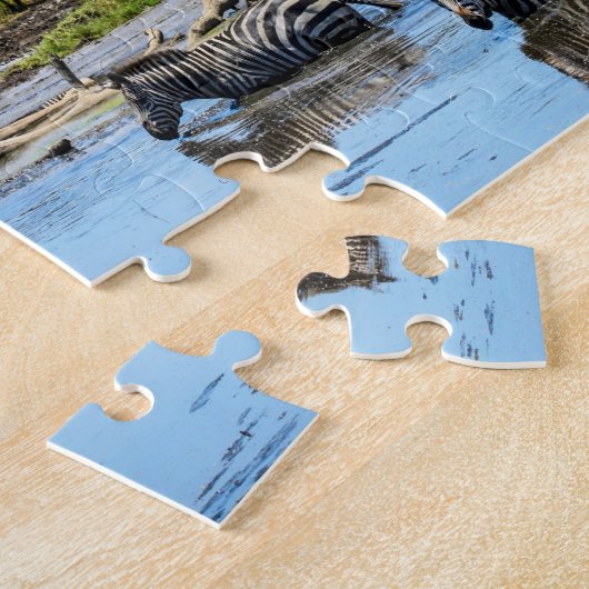 Zebra Herd in de Wilde Jigzaag Puzzle Legpuzzel (Zijkant)