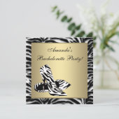 Zebra High Heels vrijgezellenfeest Kaart (Staand voorkant)