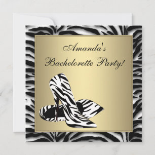 Zebra Hoge Hakken Bachelorette Feest Kaart