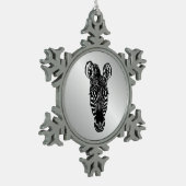 Zebra hoofd tin sneeuwvlok ornament (Links)
