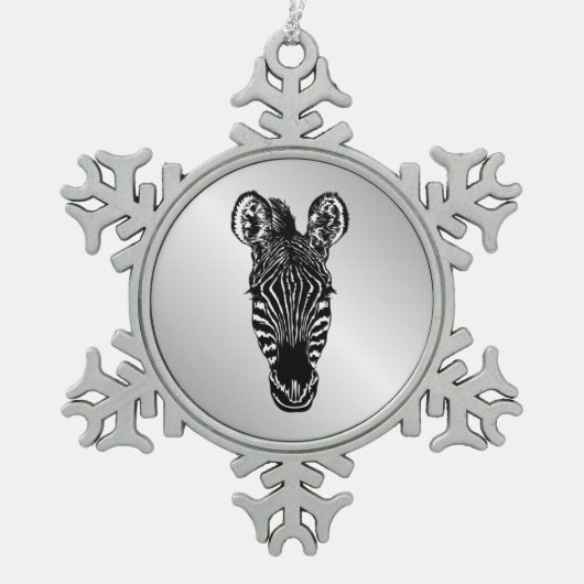 Zebra hoofd tin sneeuwvlok ornament (Voorkant)